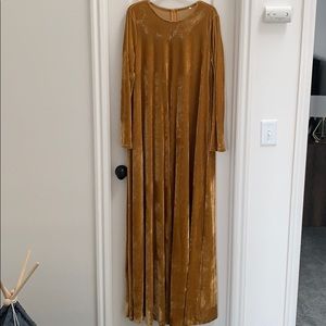 Golden velvet floor length dress